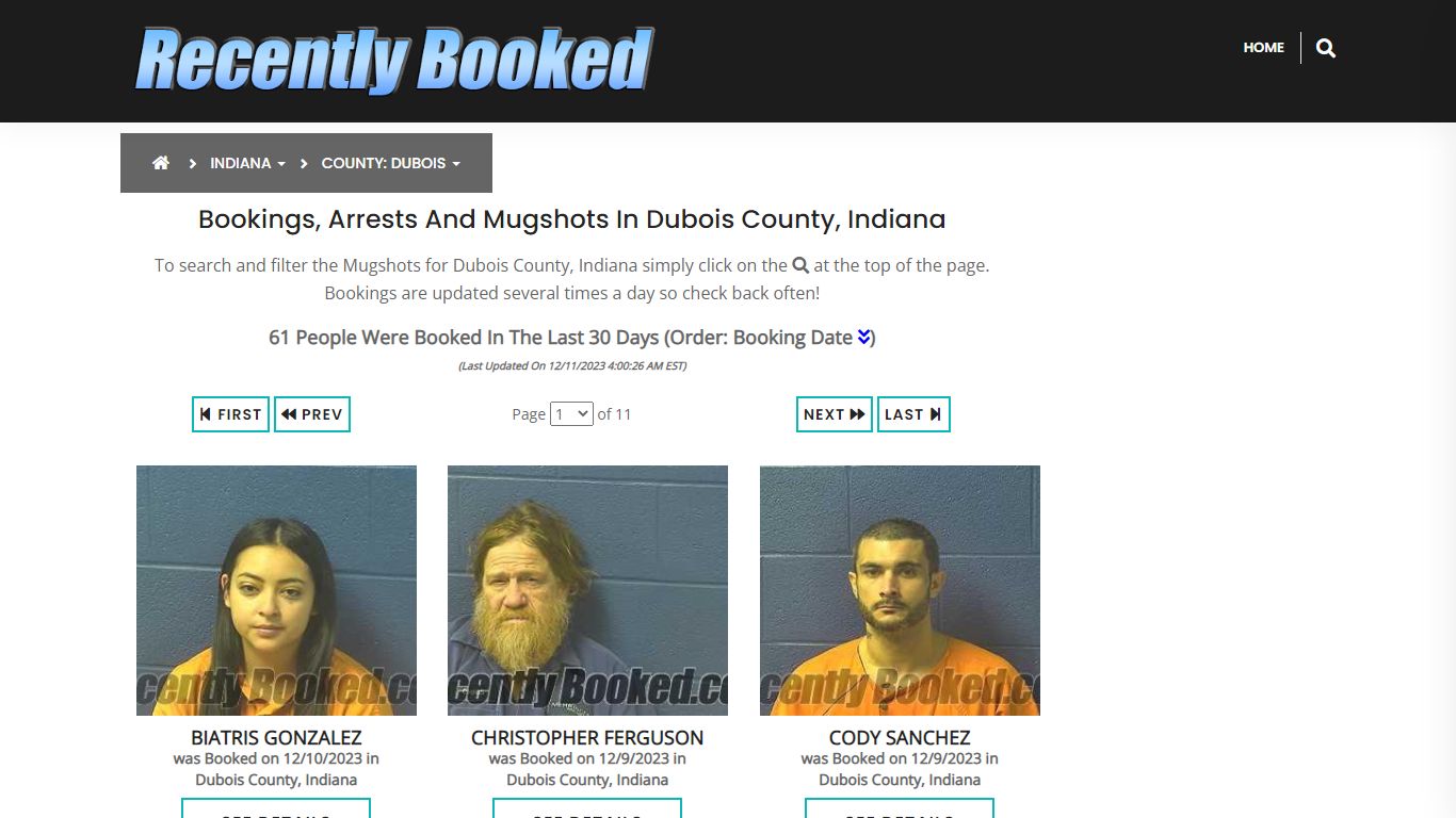 Recent bookings, Arrests, Mugshots in Dubois County, Indiana